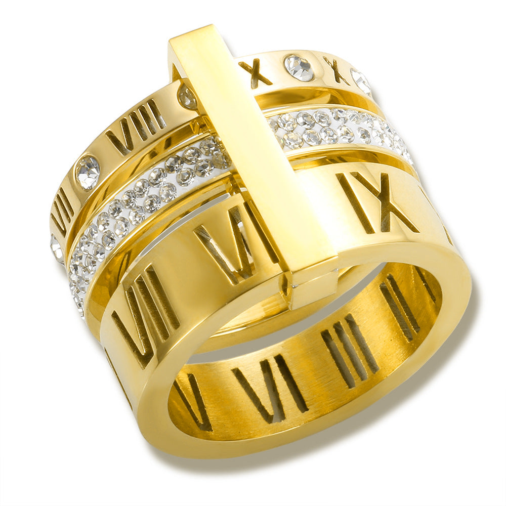 Anello Numeri Romani con Cristalli