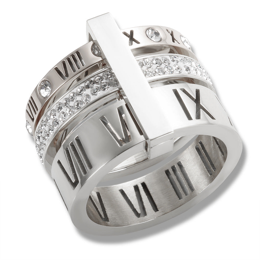 Anello Numeri Romani con Cristalli