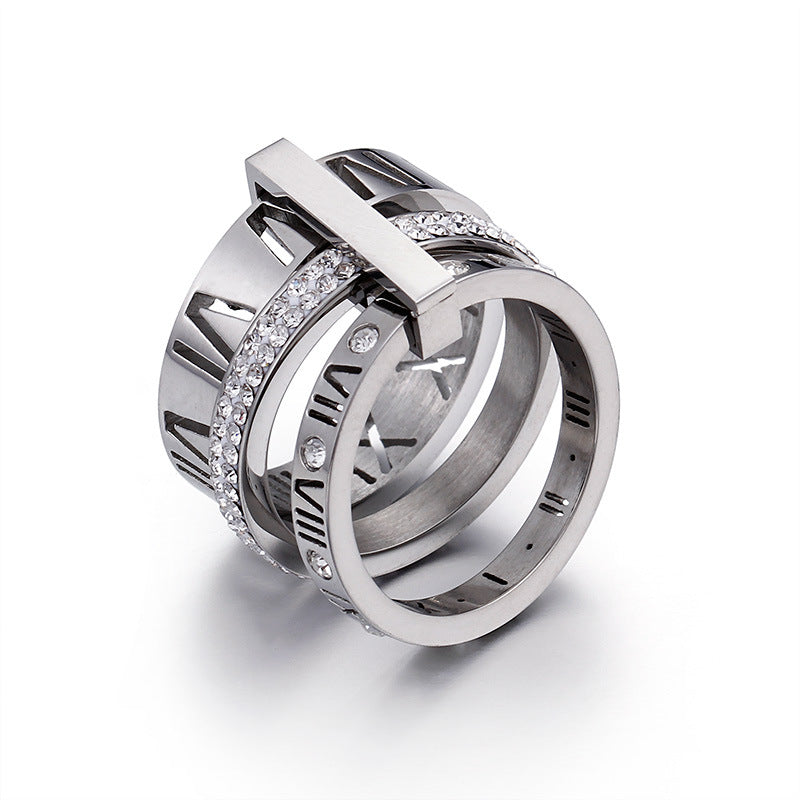 Anello Numeri Romani con Cristalli