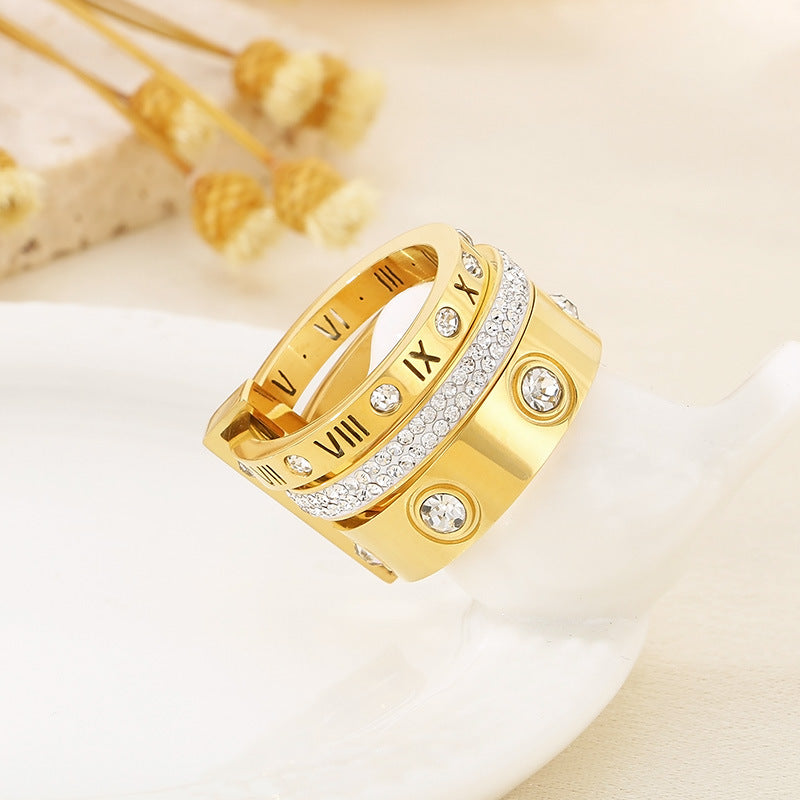 Anello Numeri Romani con Cristalli