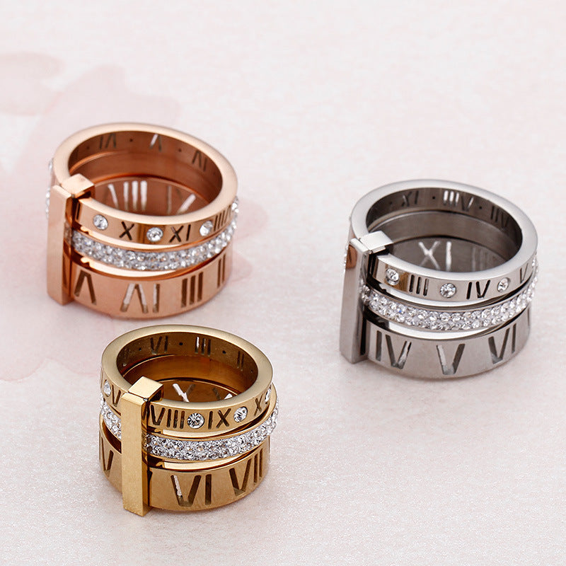 Anello Numeri Romani con Cristalli