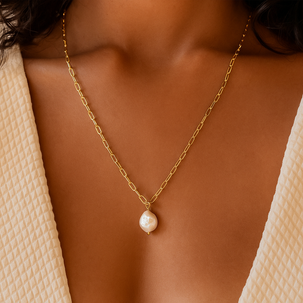 Collana Kos a Maglie con Perla